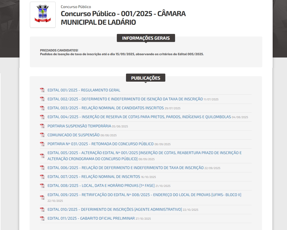 EDITAL 011/2025 - GABARITO OFICIAL PRELIMINAR