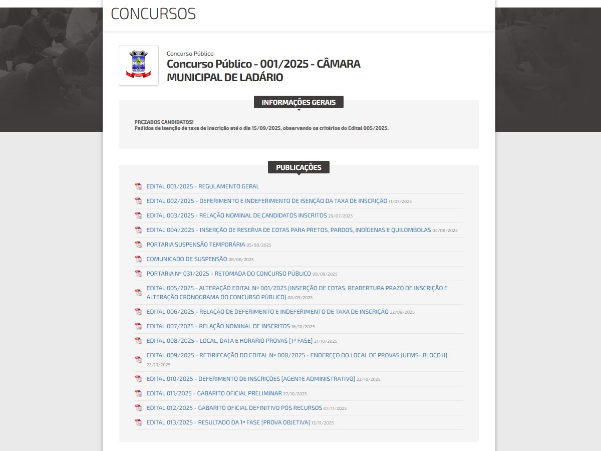 EDITAL DE CONCURSO PÚBLICO 013/2025