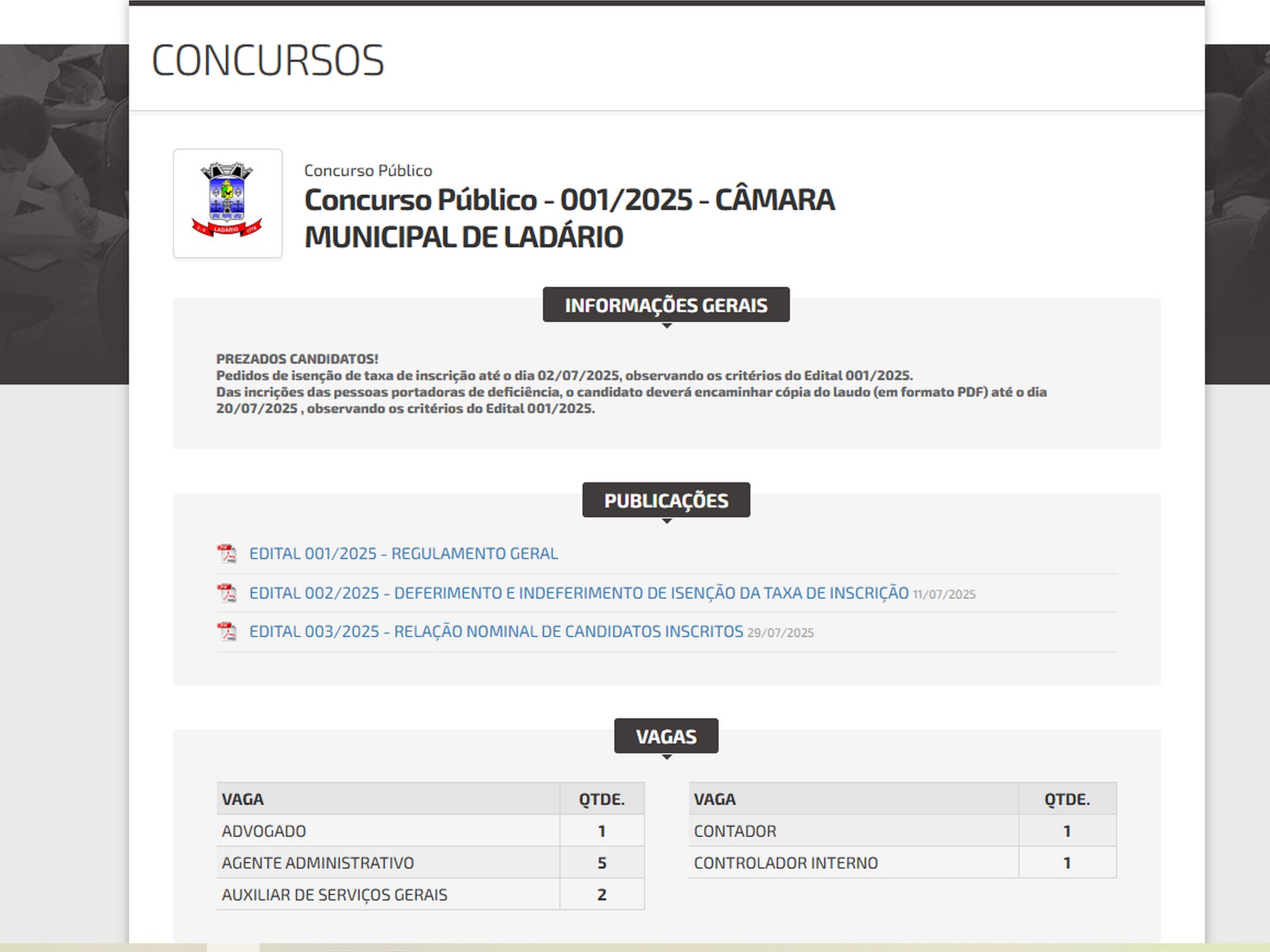 EDITAL 003/2025 - RELAÇÃO NOMINAL DE CANDIDATOS INSCRITOS 29/07/2025