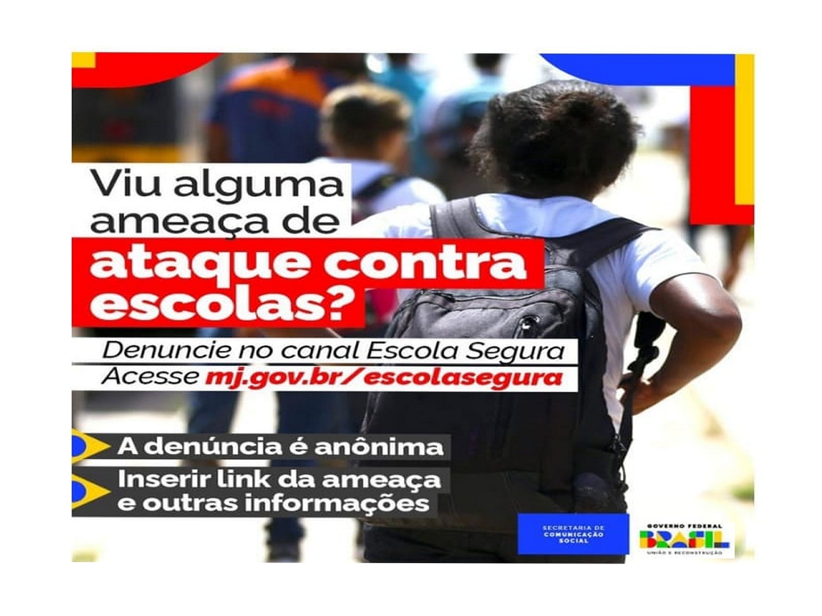 CANAL DE DENÚNCIA PARA COMBATER ATAQUES A ESCOLAS