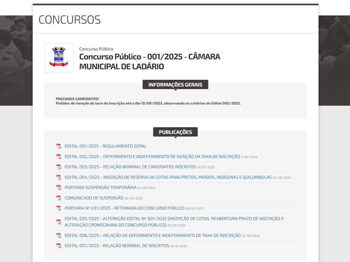 Edital 007/2025 - Relação Nominal de Inscritos